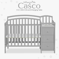 Dream On Me Casco 4-In-Mini kiságy és fésülködő asztal, kavicsos szürke