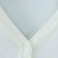 Noilla Női felsőruházat egyszínű kardigán pulóver V nyakú Kabát Női alkalmi kabát hosszú ujjú Fehér 6XL