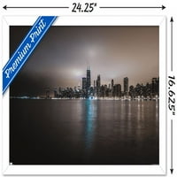 Városképek-Chicago, Illinois látképe éjjel fal poszter, 14.725 22.375