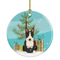 Carolines Treasures BB4258CO Merry Christmas Tree Bull Terrier Fekete fehér kerámia dísz, in, Többszínű