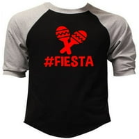 Férfi Fiesta Maracas V Fekete szürke Raglan Baseball póló 3X-nagy