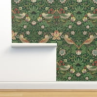 Peel & Stick Wallpaper 6ft 2ft-William Morris viktoriánus antik zöld erdei kert damaszt szecessziós természet madarak