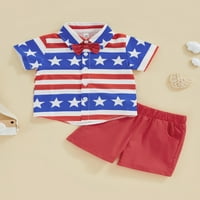 Coduop Kids Boys Independence Day Outfit szett Rövid ujjú póló és rövidnadrág csecsemő fiú ruhák szett