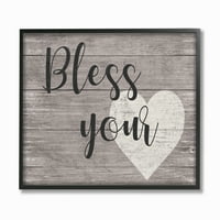 A Stupell otthoni dekorációs kollekció Bless Your Heart Your Heart Your Texture Script Typography keretes Giclee Texturized