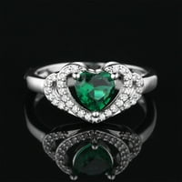 keusn retro cirkon szív alakú ékszerek szerelem gyűrű női üreges zöld Méret w