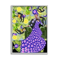 Stupell Industries Absztrakt ruha Frida divatvirág minta Botanikus majmok 20, Lynnda Rakos tervezése