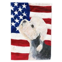 Amerikai zászló Dandie Dinmont Terrier kerti zászlóval