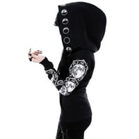 Új termék téli kabátok Női Női dzsekik Clearance Sale női Laza gótikus Punk Hosszú ujjú kapucnis fekete kardigán cipzáras