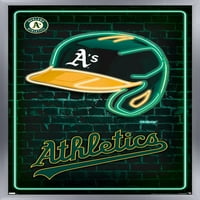 Oakland Athletics - Neon sisak fali poszter, 14.725 22.375 keretes