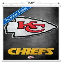 Kansas City Chiefs-Logo fali poszter fa mágneses kerettel, 22.375 34
