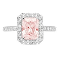 2.07 ct smaragd vágott rózsaszín szimulált gyémánt 18K fehér arany évforduló eljegyzési halo gyűrű mérete 8.25
