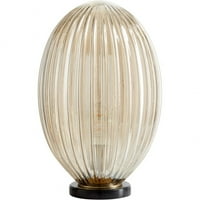 Contempoary könnyű asztali lámpa tojás alakú függőleges Bordázott üveg és márvány alap Bailey Street Home 182-Bel-4637328