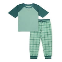 Cozy Jams fiúk rövid ujjú felső és kocogók pizsama alváskészlet, 2 darab, méretek 8-16