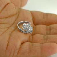 Halo ékszerészek 10k fehér arany 1. Karátos kerek vágott fehér gyémánt női Bypass Halo Cluster eljegyzési gyűrű a nők