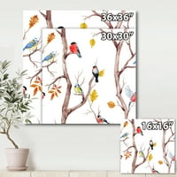 Kis madarak és őszi fák festmény vászon Art Print