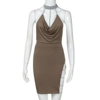 Ruha Női Mély V Nyak Kötőfék Backless Elzáró Szelep Rés Flitter Bodycon Mini Ruha Őszi Ruhák A Nők