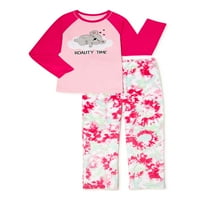 A Wonder Nation lányok hangulatos pizsamás alváskészlete, 2-darabja, méretek 4- & Plus