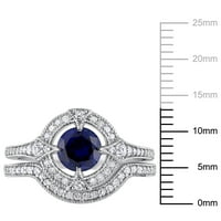 Miabella női 1- Carat T.G.W. Létrehozta a Blue Sapphire -t, amelyet White Sapphire és Carat T.W. Gyémánt sterling ezüst