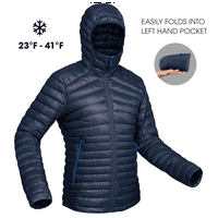 Decathlon Forclaz Trek 100, 23 ° F Real Down Packable Puffer hátizsákos kabát, férfi, kék, nagy