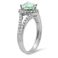 1.49 ct szív vágott zöld szimulált gyémánt 14K fehér arany évforduló eljegyzési halo gyűrű mérete 6.25