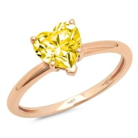 1ct szív vágott sárga szimulált gyémánt 14K rózsa arany évforduló eljegyzési gyűrű mérete 7.75