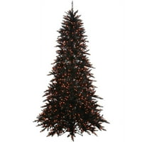 Vickerman 7.5 ' fekete fenyő mesterséges fa W narancssárga fények
