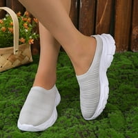 Egyszerű Retro gyalogos papucs a nők Egyszínű háló lélegző kényelmes alkalmi cipő nagy méretű ék cipő kültéri szürke