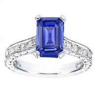 Harry Chad Enterprises 3. CT hercegnő gyémánt Vintage stílusú smaragd kék zafír gyűrű, méret 6.5