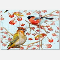 Designart 'Két madár ágakon ül az ősz alatt' Hagyományos vászon fali művészet