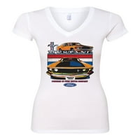 Vad Bobby Mustang Powered by Ford Performance autók és teherautók női Junior Fit V-nyakú póló, fehér, X-nagy