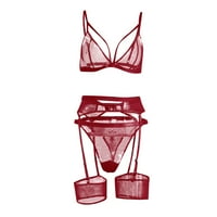 Royallove női Szexi Egyszínű nettósított Csipke összegyűjtése háromrészes szexi öltöny