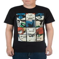 Képregény férfi Justice League hős arcok Puzzle grafikus póló