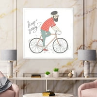 Designart 'Hipster Man Bicycle' gyermekművészet keretezett művészete