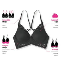 Maidenform Női Pure Comfort kabrió Csipke hátsó vezeték nélküli Bralette, stílus DM1190