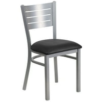 Flash bútorok HERCULES sorozat ezüst léc vissza fém étterem szék-fekete vinil ülés