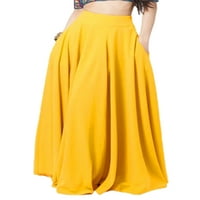 Lumento női Maxi szoknya hinta hosszú szoknya a-line Boho Magas derék sárga 3XL