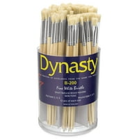 Dynasty B-hengeres tiszta fehér sörtéjű rövid zománcozott fa fogantyú festékkefe készlet, válogatott méret, fehér,