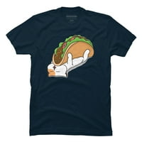 Macska és Taco férfi Sötétkék grafikus póló-design az emberek 3XL
