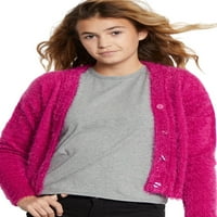 Lányok hosszú ujjú Fuzzy pulóver kardigán, méret: 2T-XXL