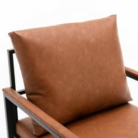 Modern PU bőr akcentussal szék kar szék vastag párnázott háttámlával és Üléspárnával egyetlen kanapé szék fém kerettel
