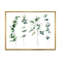 Designart 'Green Eucalyptus növényi ágak i' Hagyományos keretes vászon fali művészet