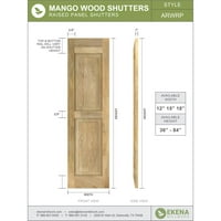 Ekena Millwork 18 W 52 H Americraft Két egyenlő emelt panel külső valódi fa redőnyök, moha zöld