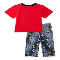 Mickey Mouse kisgyermek fiúk pamut kötött pizsamák, 2 darabos készlet, méretek 2t-4t
