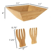 Bambusz saláta tál edényekkel klasszikus konyhával