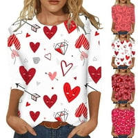 Táplálkozó dimple Női blúz női divat alkalmi Háromnegyed ujjú Valentin-nap Nyomtatott Kerek nyakú Pulóver felső blúz