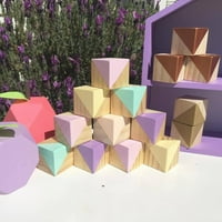 Négyzet alakú fa kocka Gyerekjátékok építőelemek, fa blokkok Kunst und Skulpturen DIY, kézzel készített
