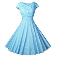 Huaai ruhák nőknek nők Vintage hullám pont Ujjatlan Vintage ruha plusz méretű ruha Kék XXL