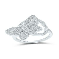 Ezüst Női Kerek Gyémánt Pillangó Gyűrű Cttw