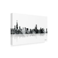 Marlene Watson 'Chicago Illinois Skyline BG 1' Canvas Art