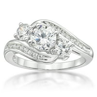 Jay Heart Sterling ezüst kő bypass szimulált fehér gyémánt gyűrű